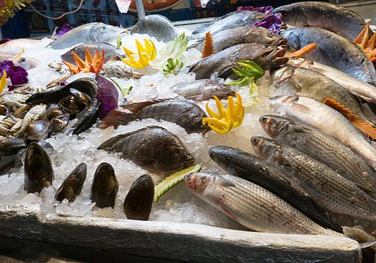 Fresh seafood and fish at the fish market in Sharm El Sheikh, Egypt.